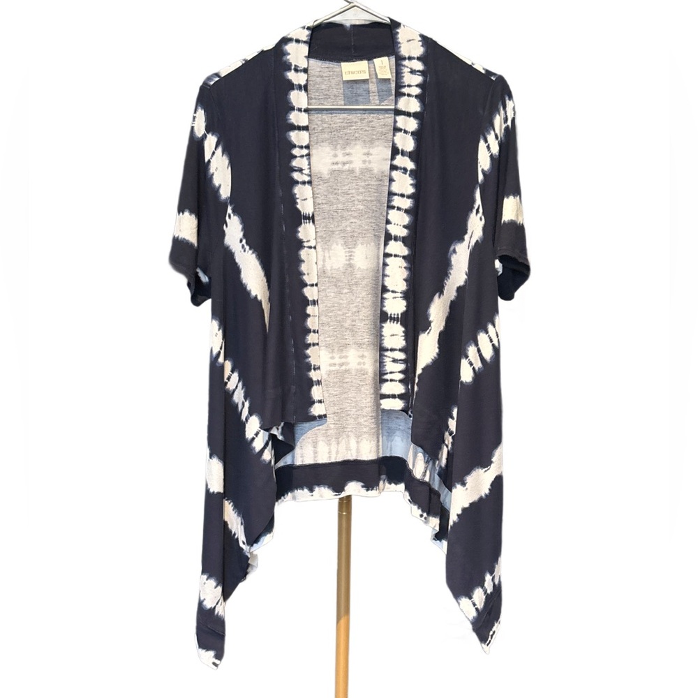 Chico's | Indigo and White Tie Dyed Cardigan
